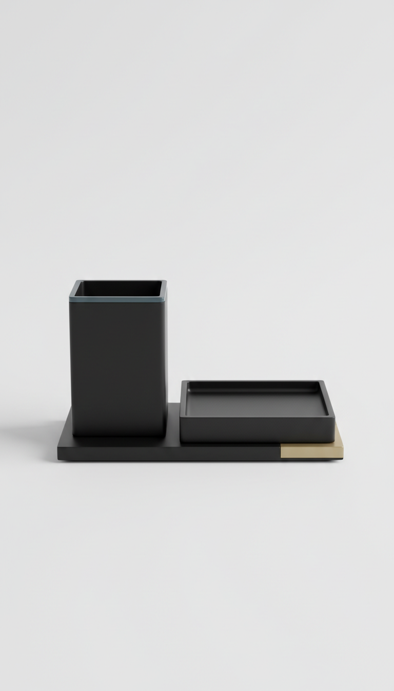 Matte Black Desk Organizer Set