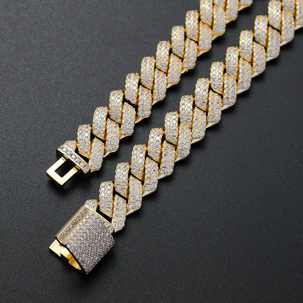 Men's Box Buckle Rhombus Cuban Rap Full Zirconium Hip Bracelets
