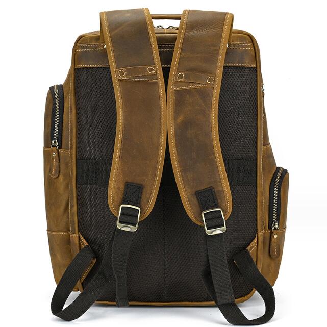 Crazy Horse Leather Travel Backpack Men Leather Laptop Backpack Retro Leather Rucksack