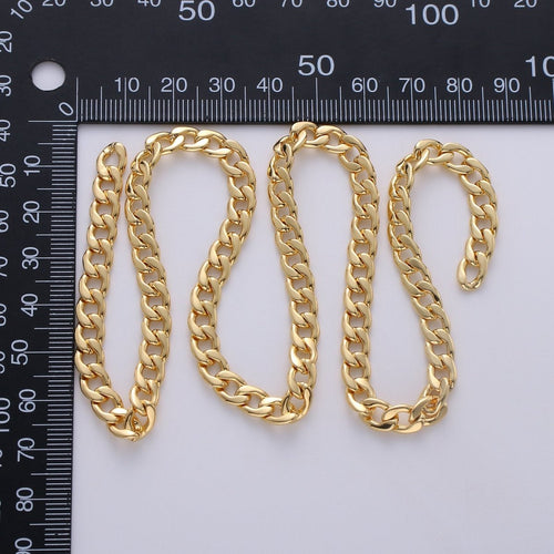 24K Gold Filled Cuban Curb Chain, Cuban Link Choker By Yard For Necklace Bracelet Anklet Supply | ROLL-237