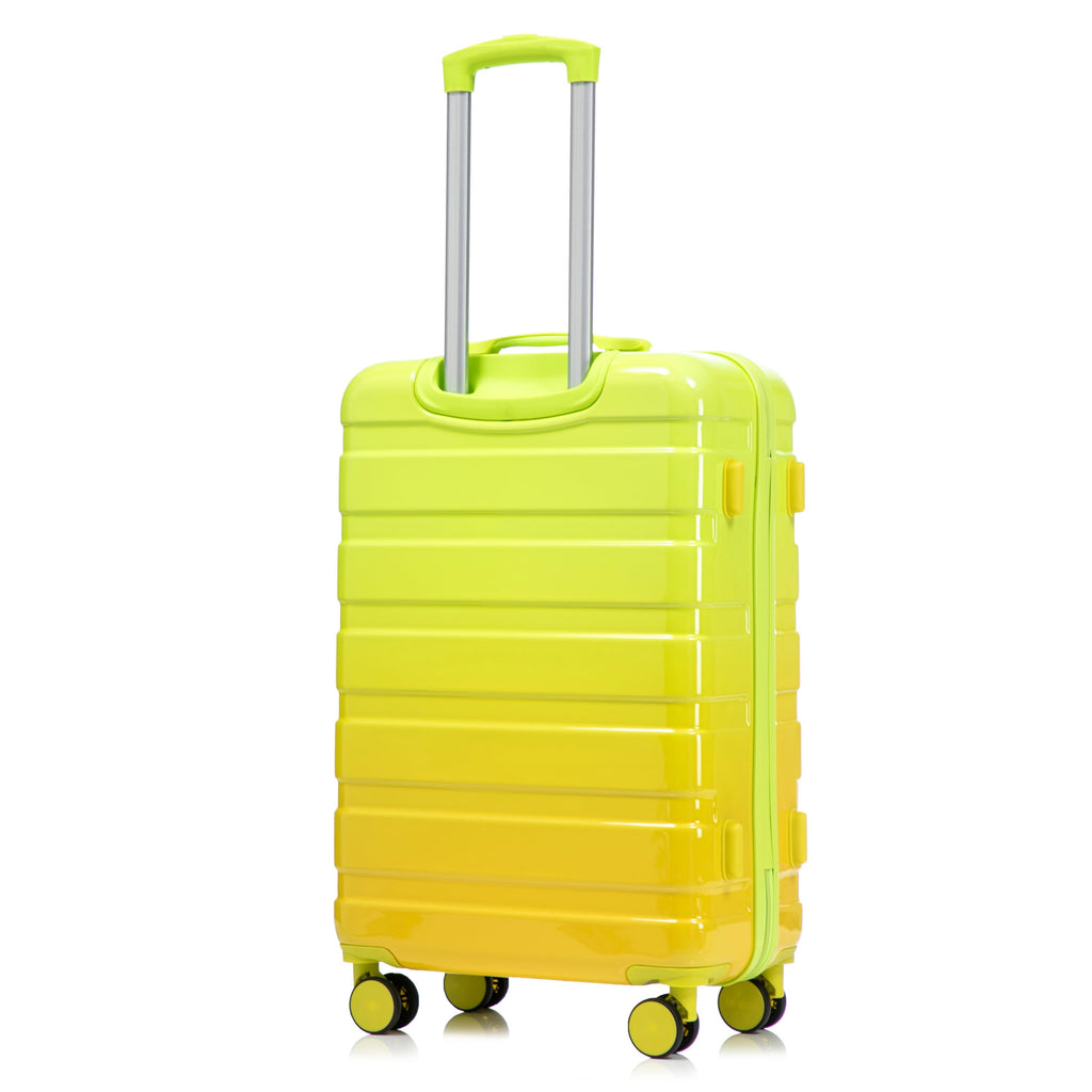 20'/24'/28' 3-Piece PC Spinner Wheel Luggage Set (Yellow+Green)