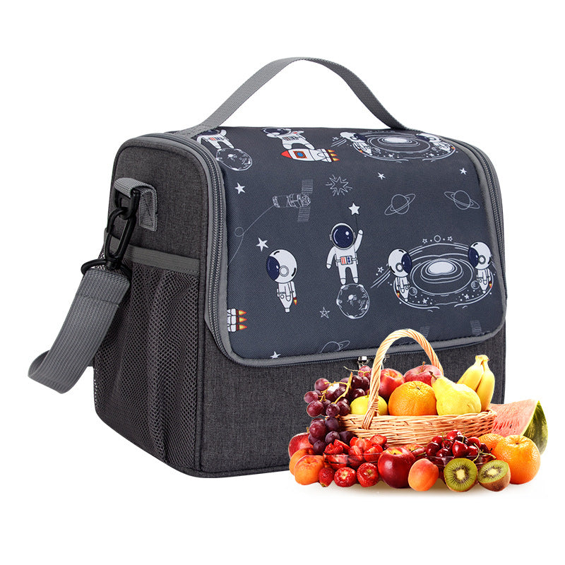 Large capacity thick waterproof heat preservation space walk series lunch box bag