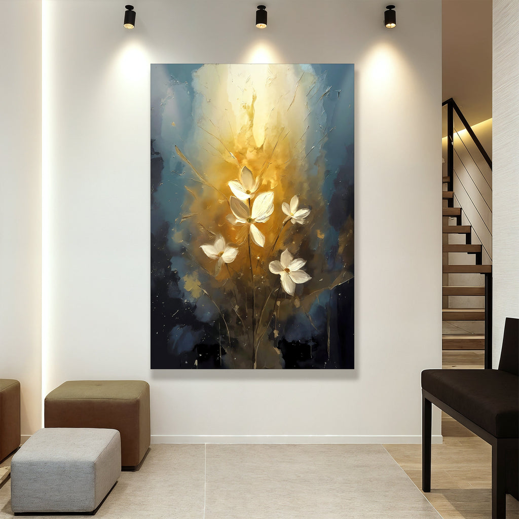 Golden Glow Elegant Flower Wall Art