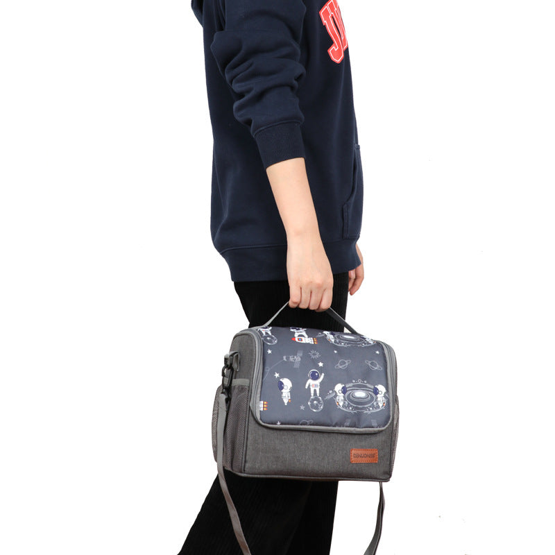 Large capacity thick waterproof heat preservation space walk series lunch box bag