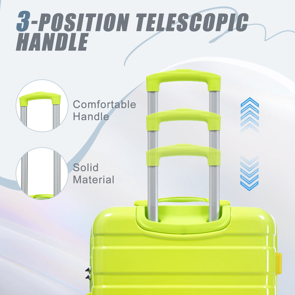 20'/24'/28' 3-Piece PC Spinner Wheel Luggage Set (Yellow+Green)