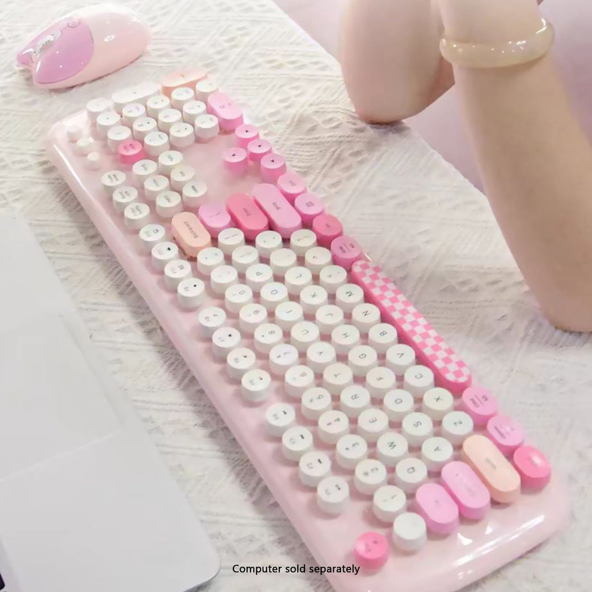 Wireless Keyboard & Mouse Combo - Silent Click, Colorful 104 Keys