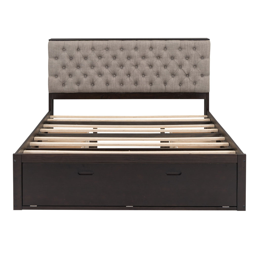 Platform Bed With Storage Headboard, Shoe Rack And 4 Drawers