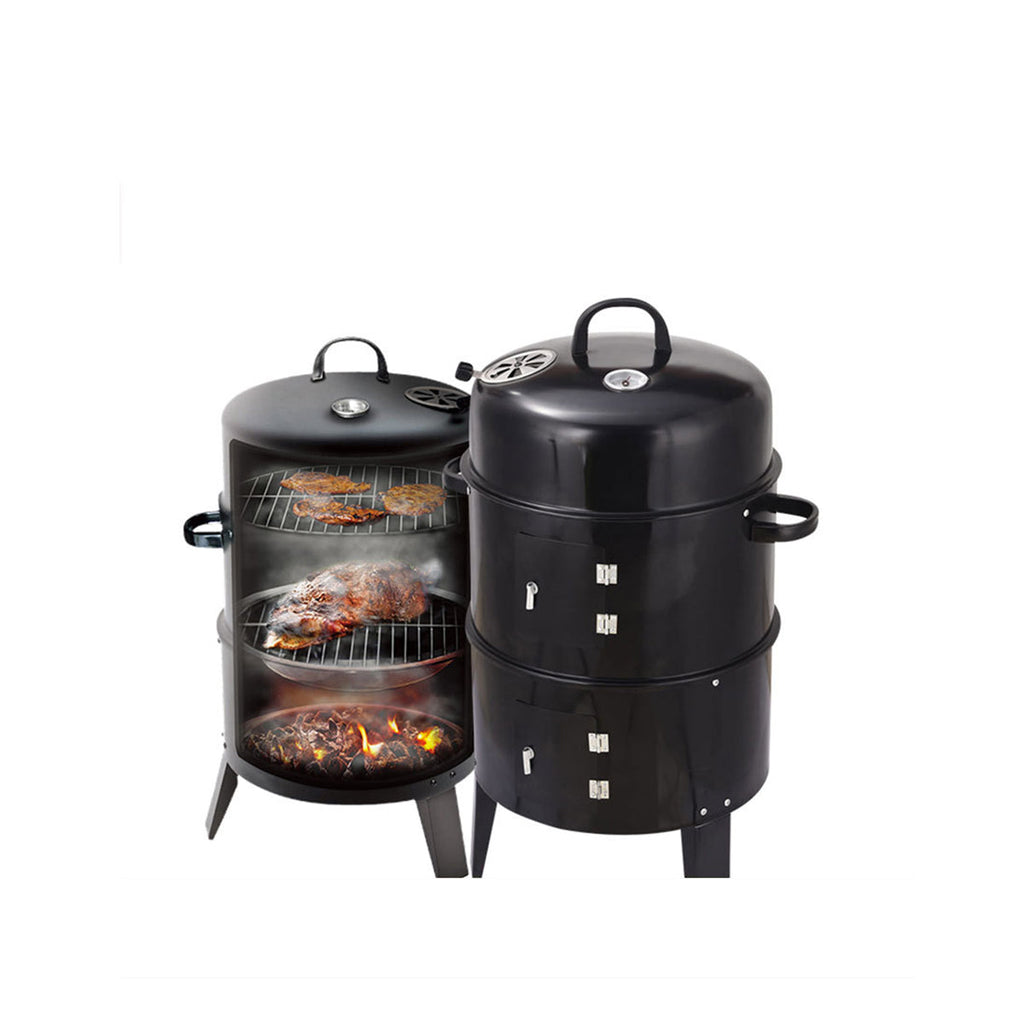 Outdoor Double-Layer Grill Charcoal Wood Fired Braising and Smoking Stove