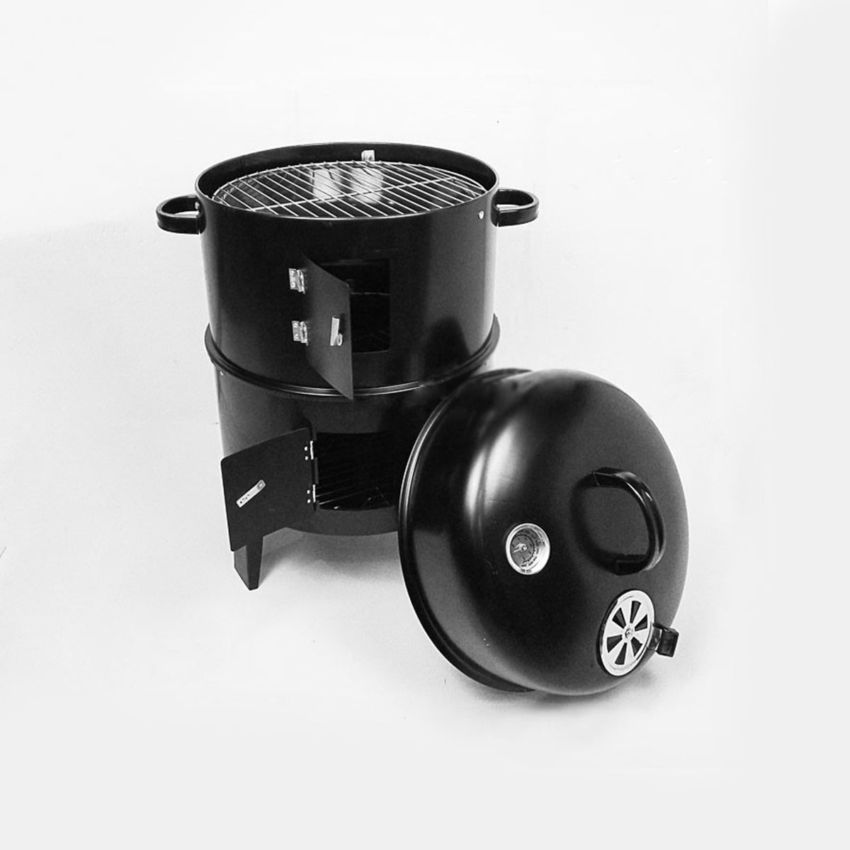 Outdoor Double-Layer Grill Charcoal Wood Fired Braising and Smoking Stove