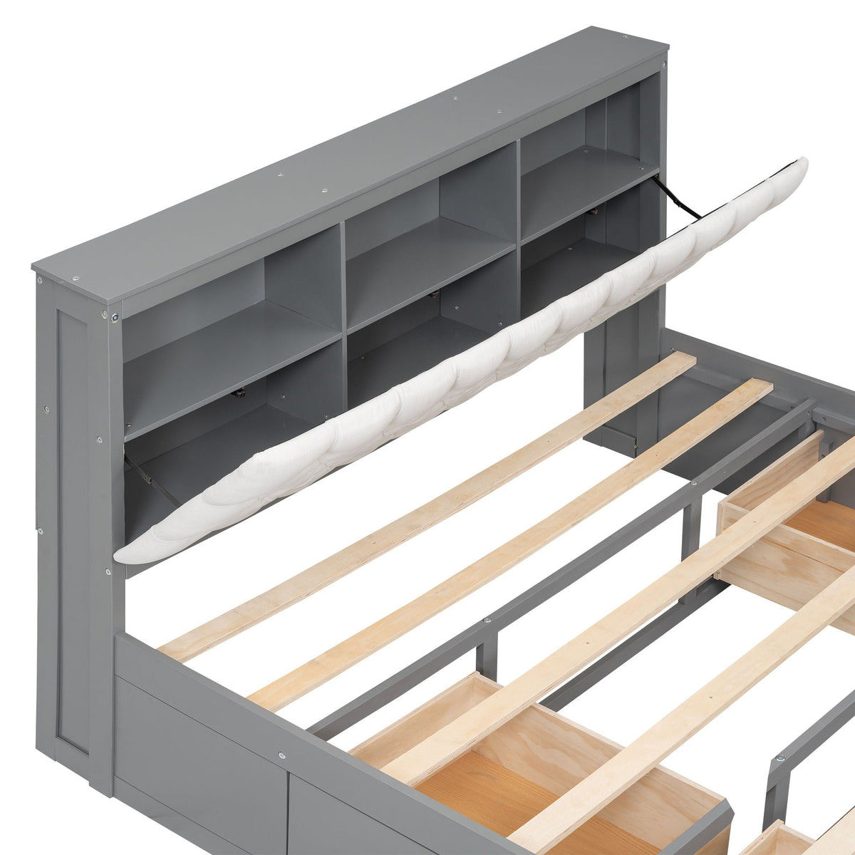 Platform Bed With Storage Headboard, Shoe Rack And 4 Drawers