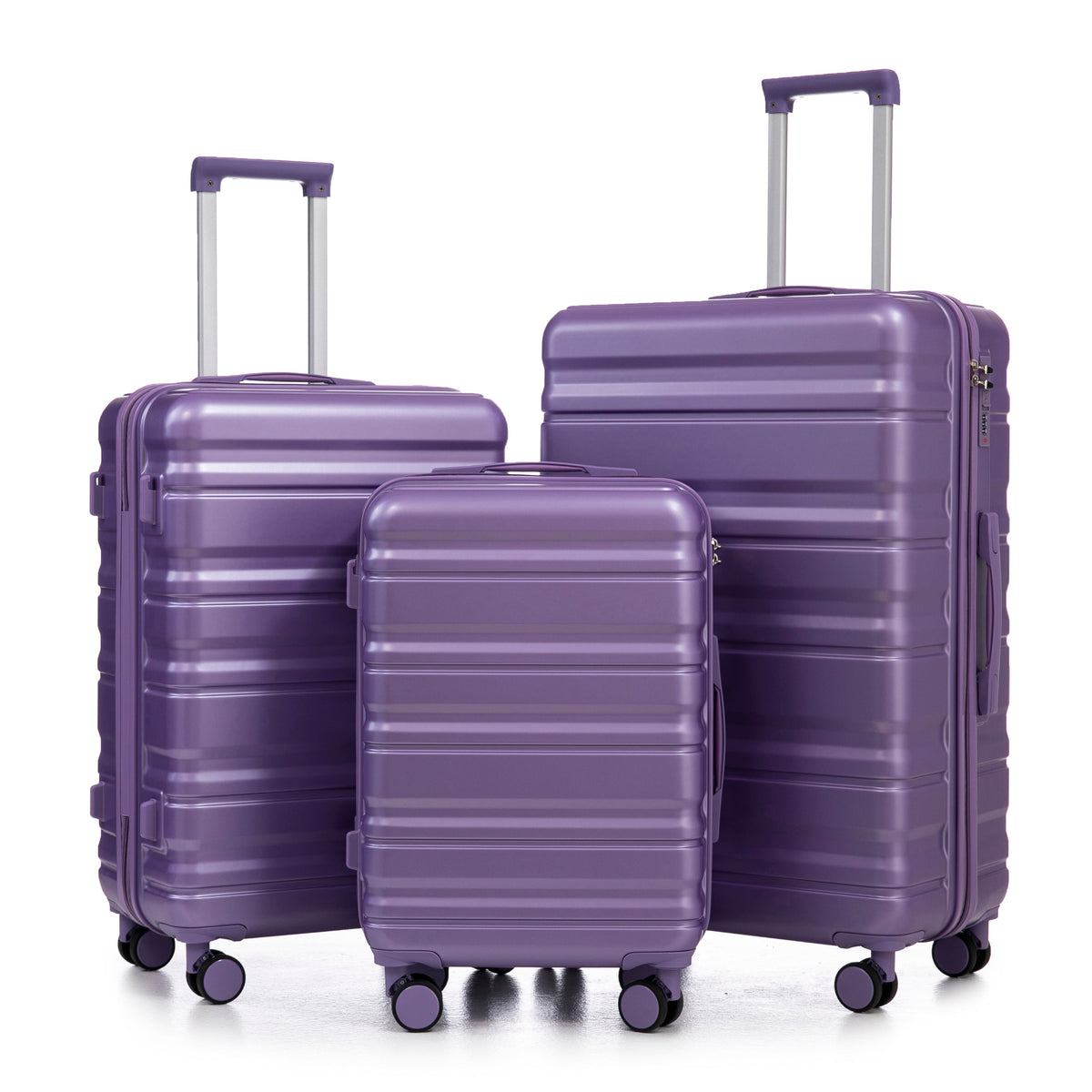 HIFINE Tourist 3-Piece ABS Spinner Wheel Luggage Set (Purple)