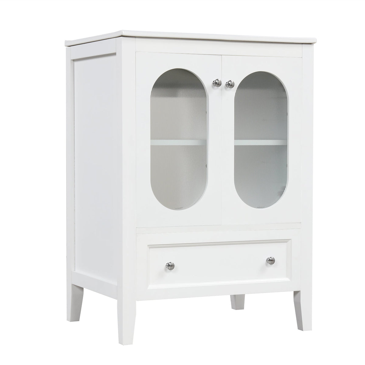 24" Bathroom Vanity with Sink, Bathroom Vanity Cabinet with One Drawer and Doors, Adjustable Shelf, Solid Wood and MDF, White