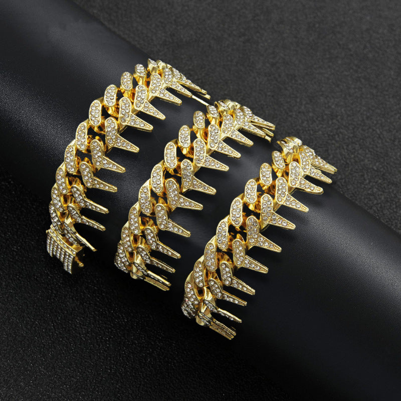 Men's Splendid Diamond Geometric Domineering Barbed Cuban Necklaces