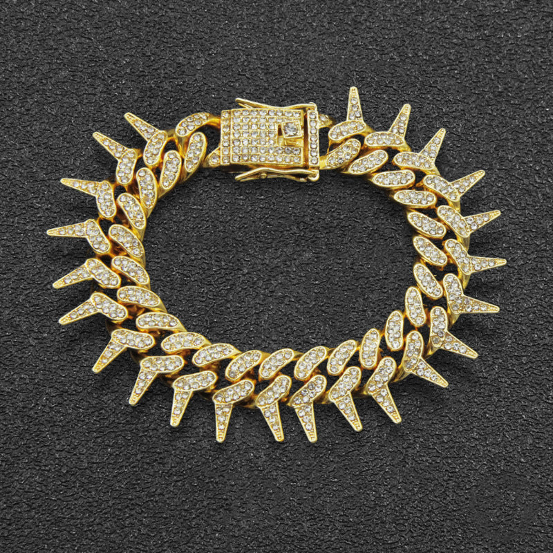 Men's Splendid Diamond Geometric Domineering Barbed Cuban Necklaces