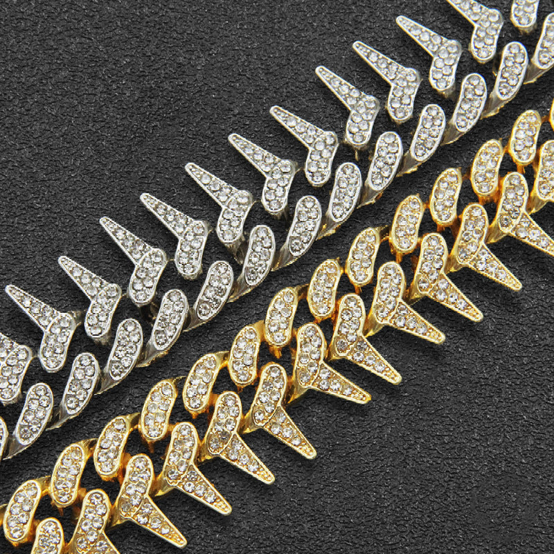 Men's Splendid Diamond Geometric Domineering Barbed Cuban Necklaces