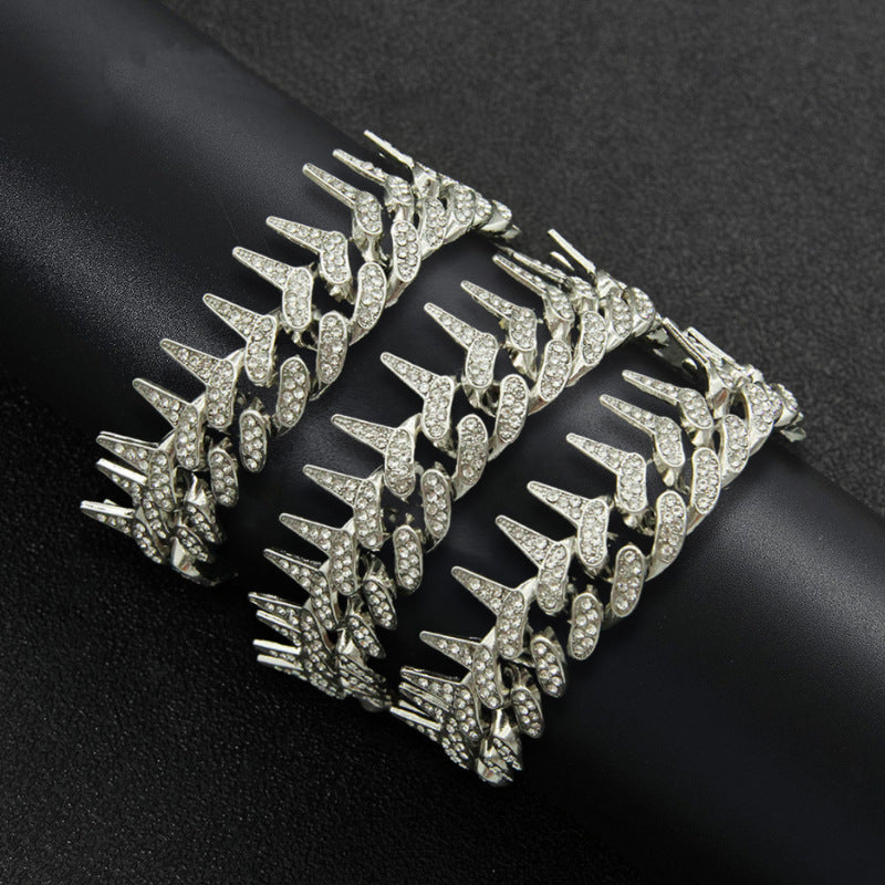 Men's Splendid Diamond Geometric Domineering Barbed Cuban Necklaces