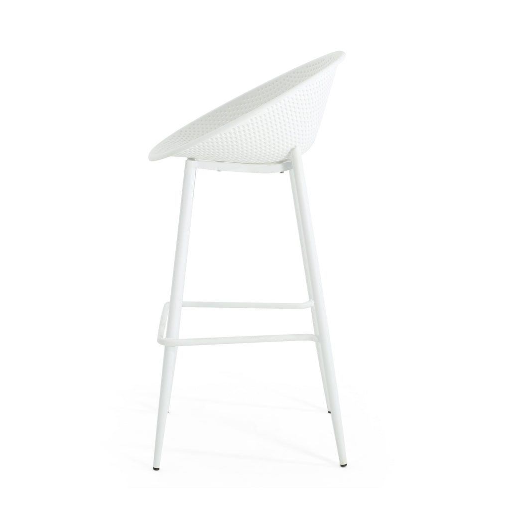 Modern Gable Outdoor Barstool Set of 2 in White