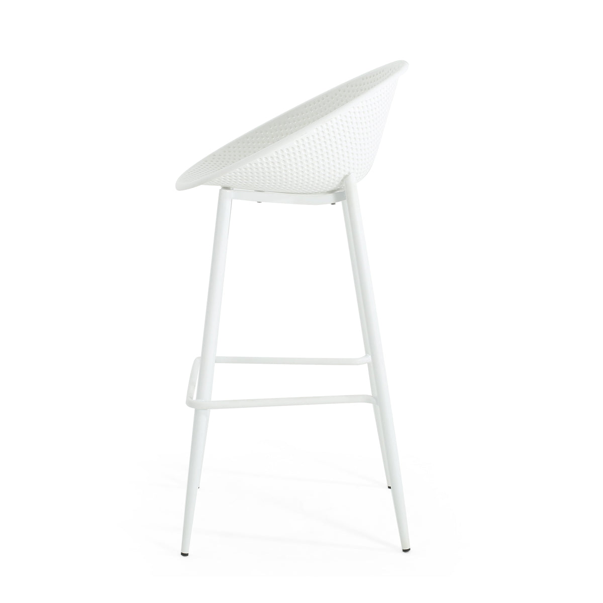 Modern Gable Outdoor Barstool Set of 2 in White