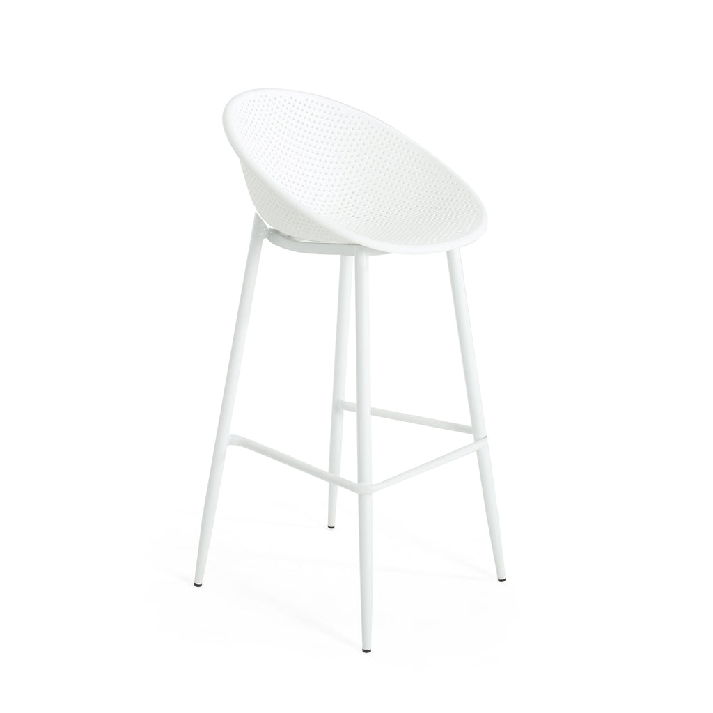 Modern Gable Outdoor Barstool Set of 2 in White
