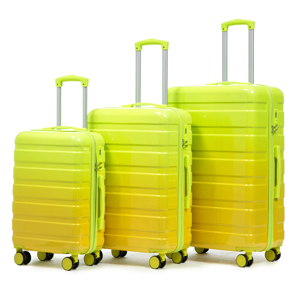 20'/24'/28' 3-Piece PC Spinner Wheel Luggage Set (Yellow+Green)