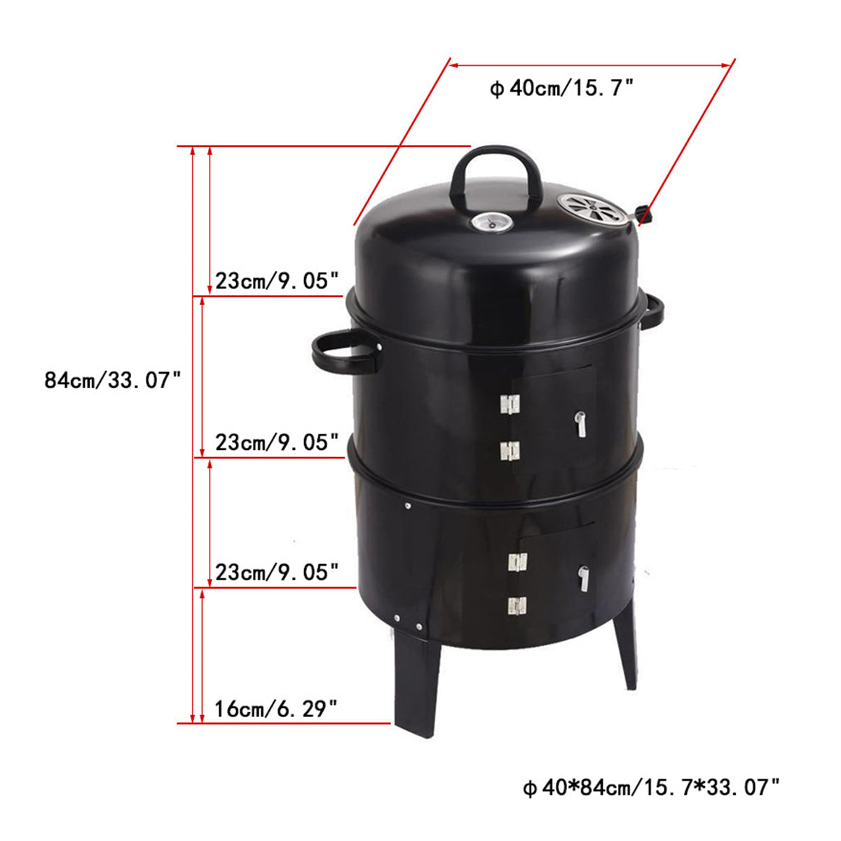 Outdoor Double-Layer Grill Charcoal Wood Fired Braising and Smoking Stove
