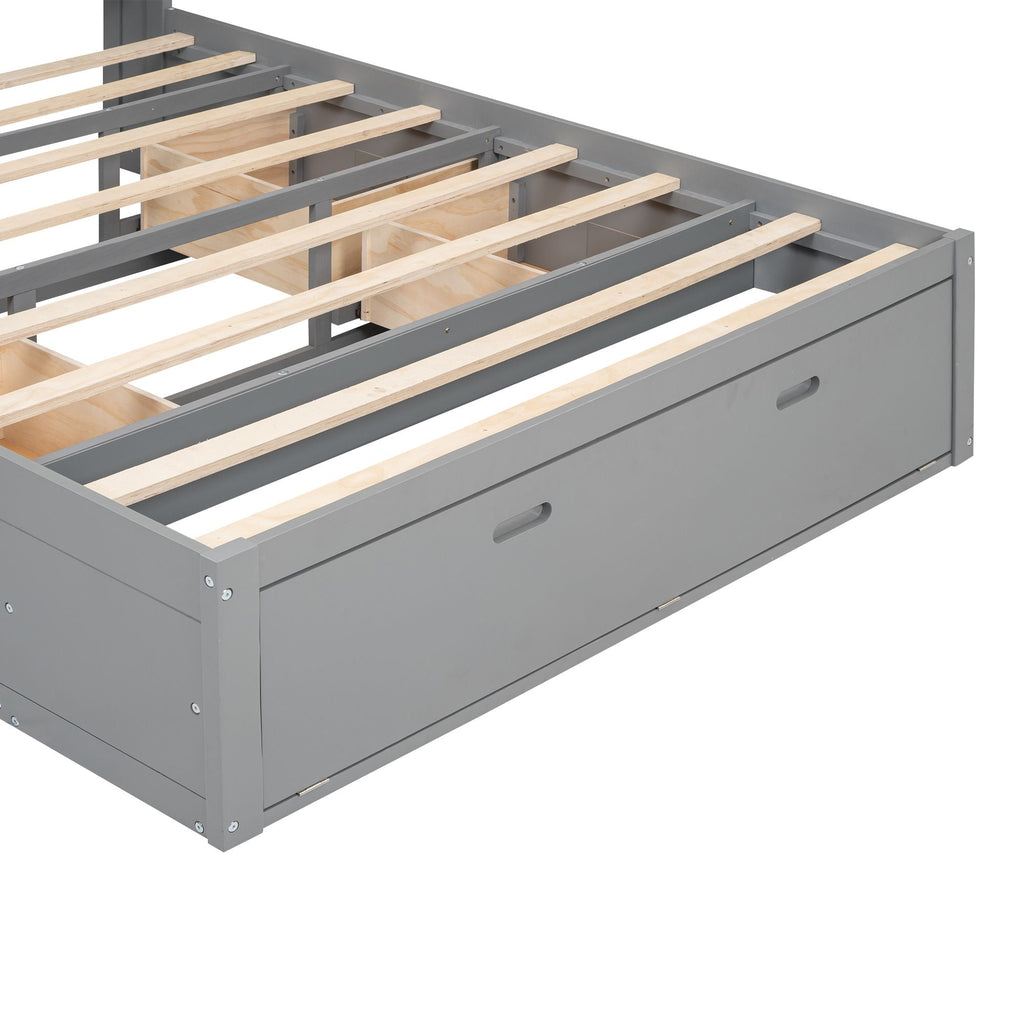 Platform Bed With Storage Headboard, Shoe Rack And 4 Drawers