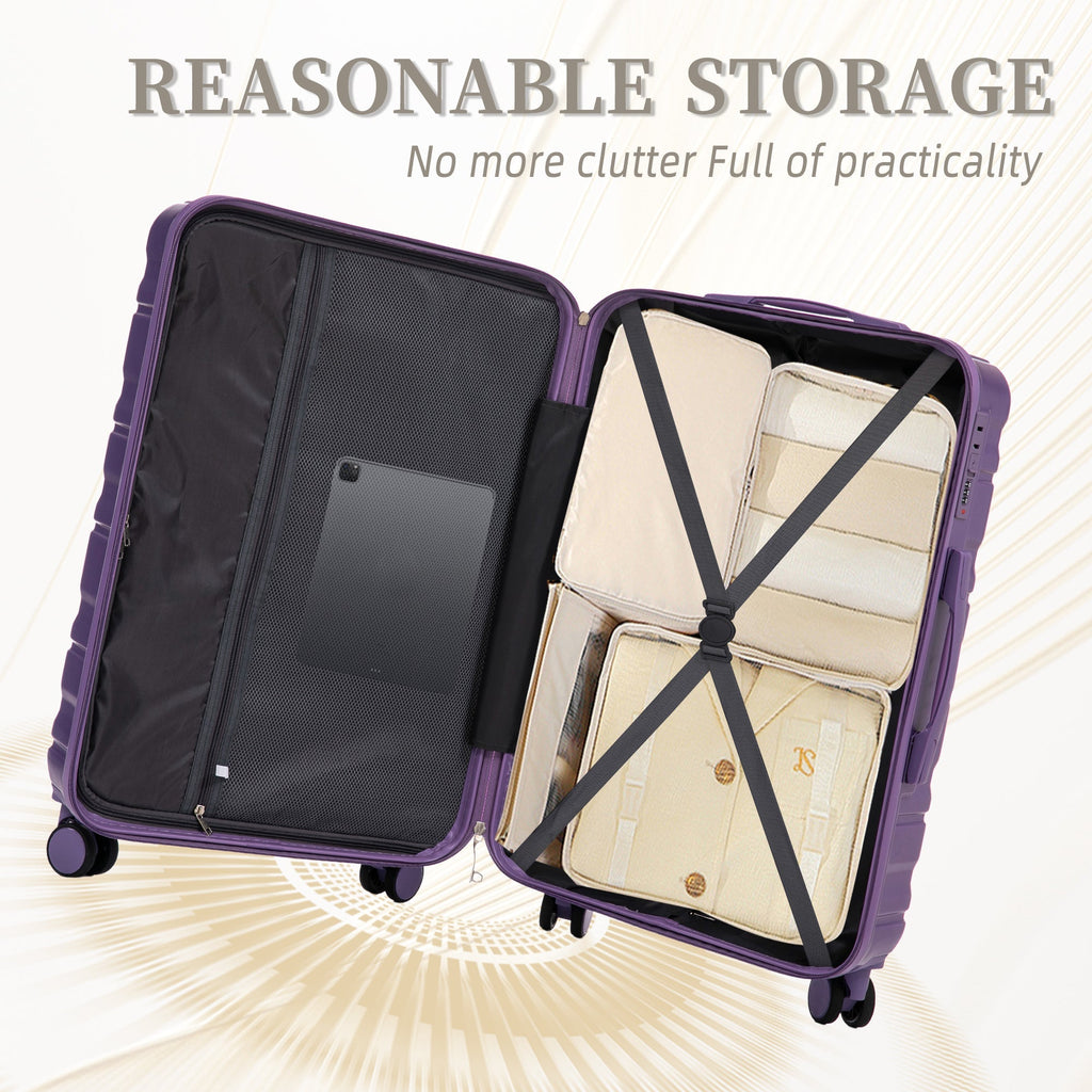 HIFINE Tourist 3-Piece ABS Spinner Wheel Luggage Set (Purple)