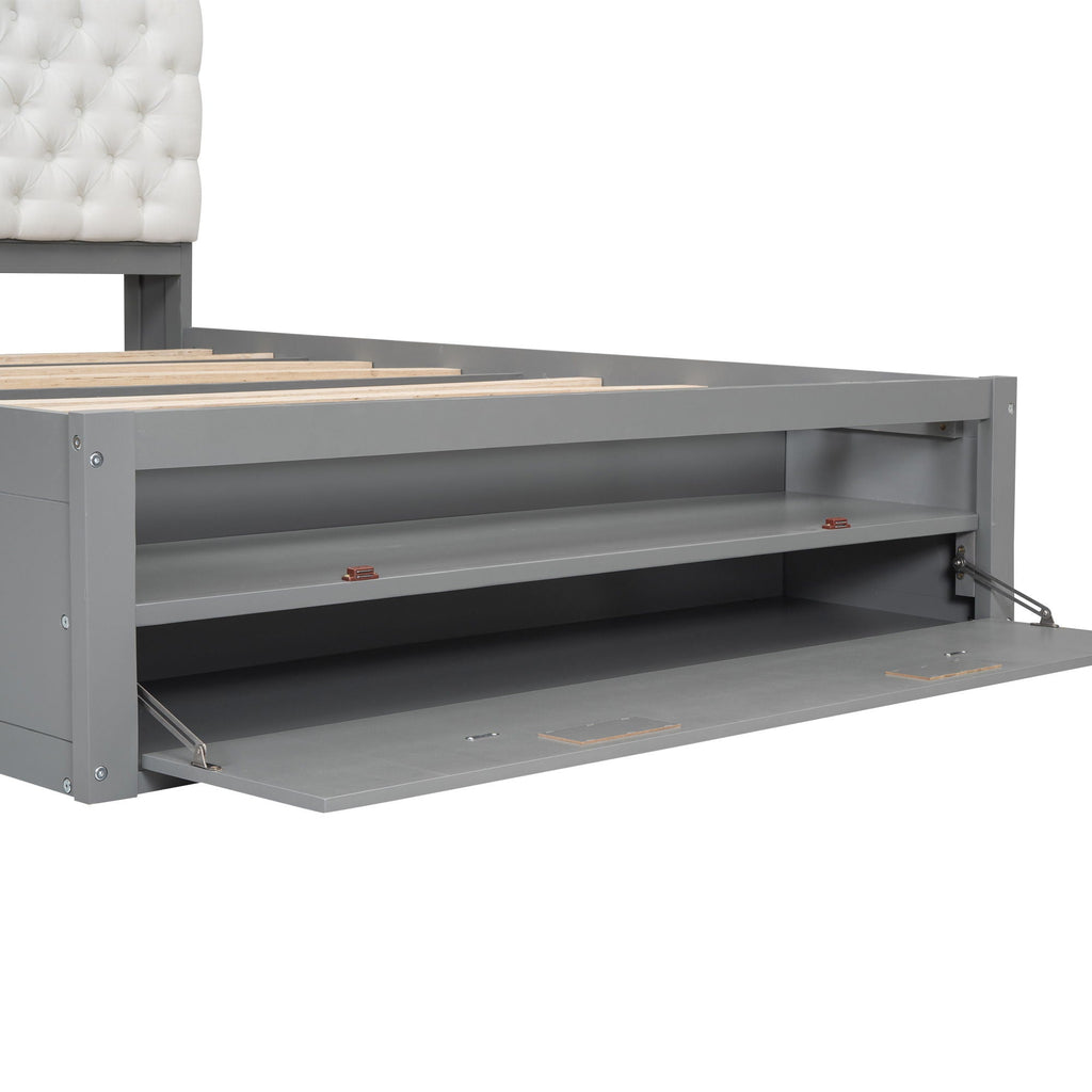 Platform Bed With Storage Headboard, Shoe Rack And 4 Drawers