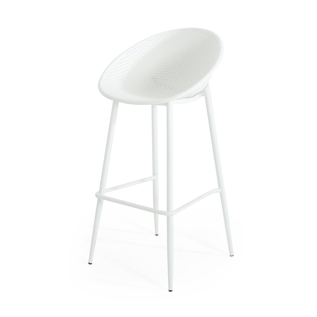 Modern Gable Outdoor Barstool Set of 2 in White