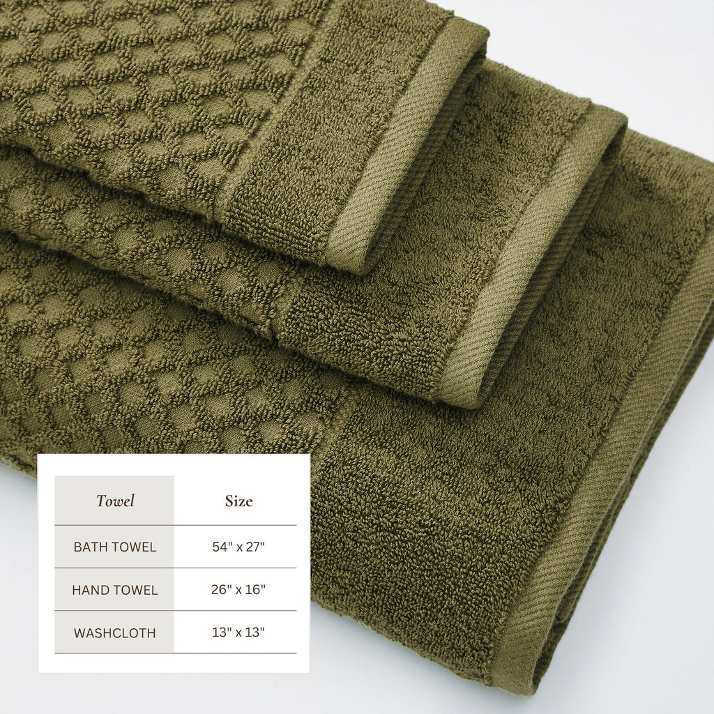 Cotton Diamond Waffle Weave Bath Towel Set - Grayson Collection