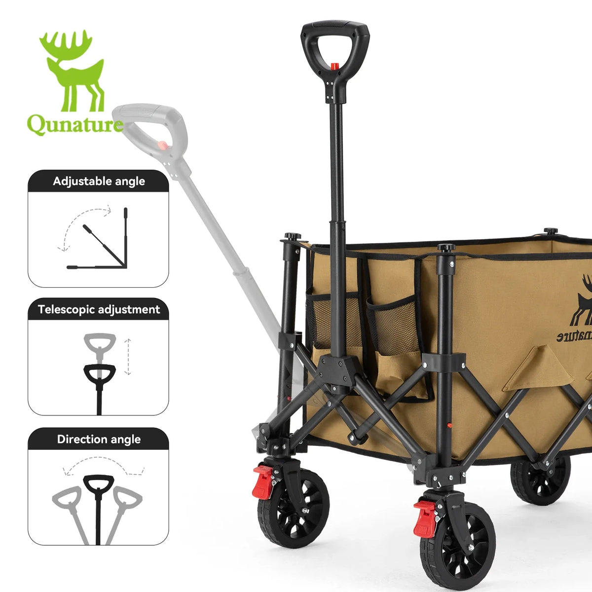 220lbs Foldable Utility Wagon with 360° Swivel Wheels