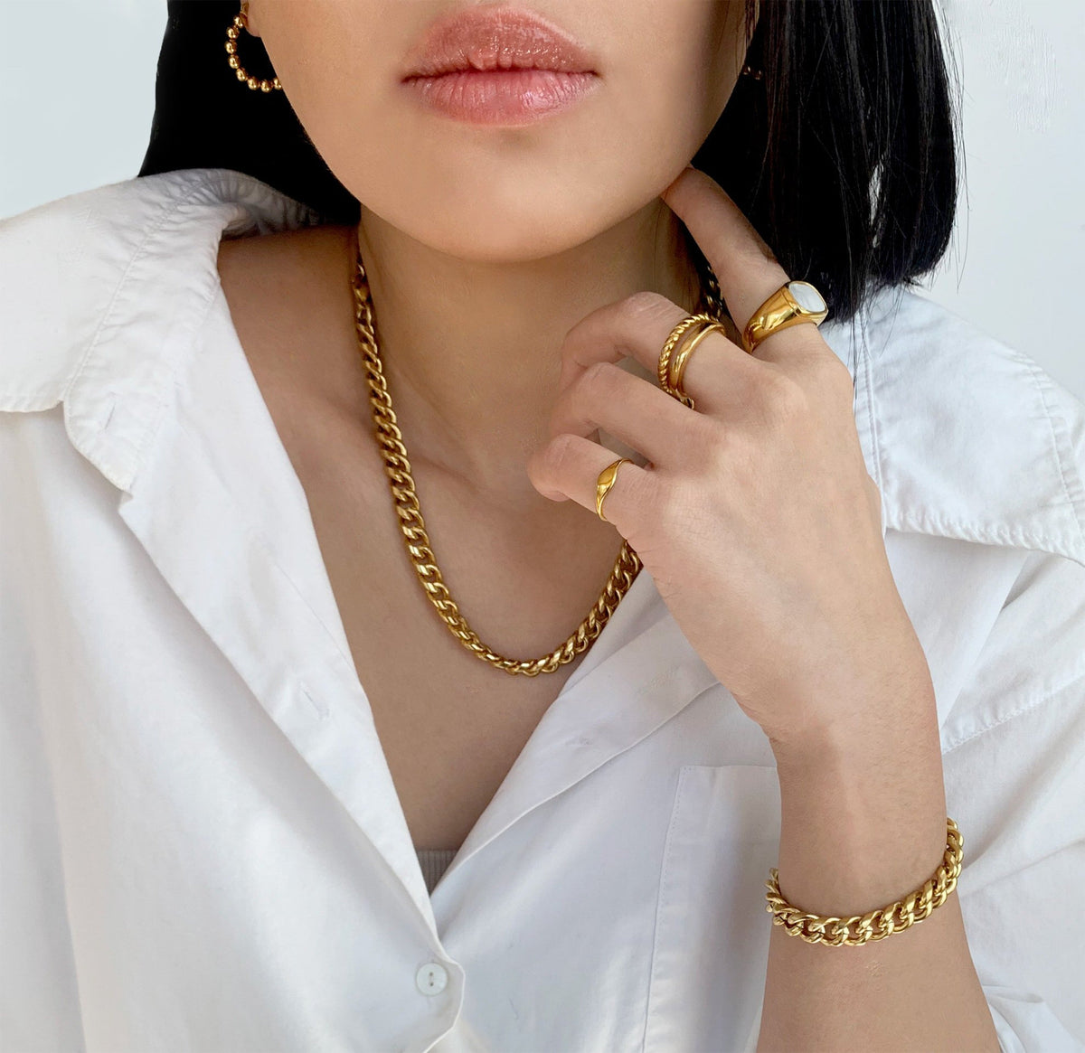MASON GOLD  CUBAN CHAIN BRACELET
